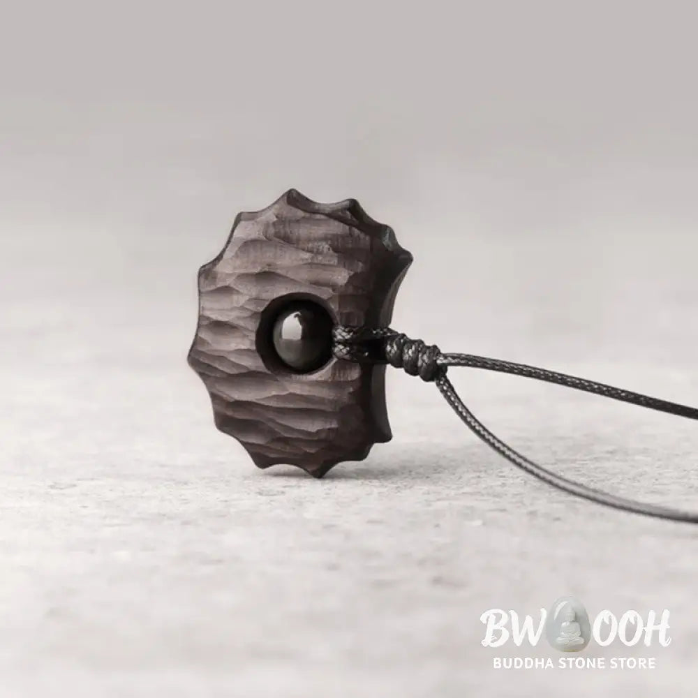Buddha Stones Ebony Wood Obsidian Irregular Shape Peace Calm Necklace Pendant - BWOOOH - Ebony Wood Obsidian