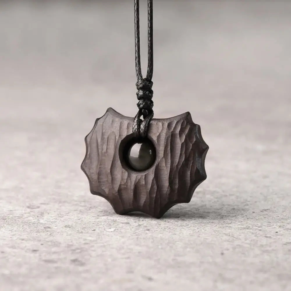 Buddha Stones Ebony Wood Obsidian Irregular Shape Peace Calm Necklace Pendant - BWOOOH - Ebony Wood Obsidian