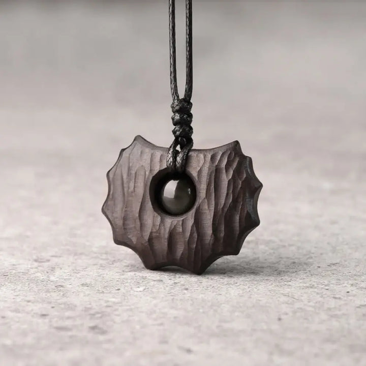 Buddha Stones Ebony Wood Obsidian Irregular Shape Peace Calm Necklace Pendant - BWOOOH - Ebony Wood Obsidian