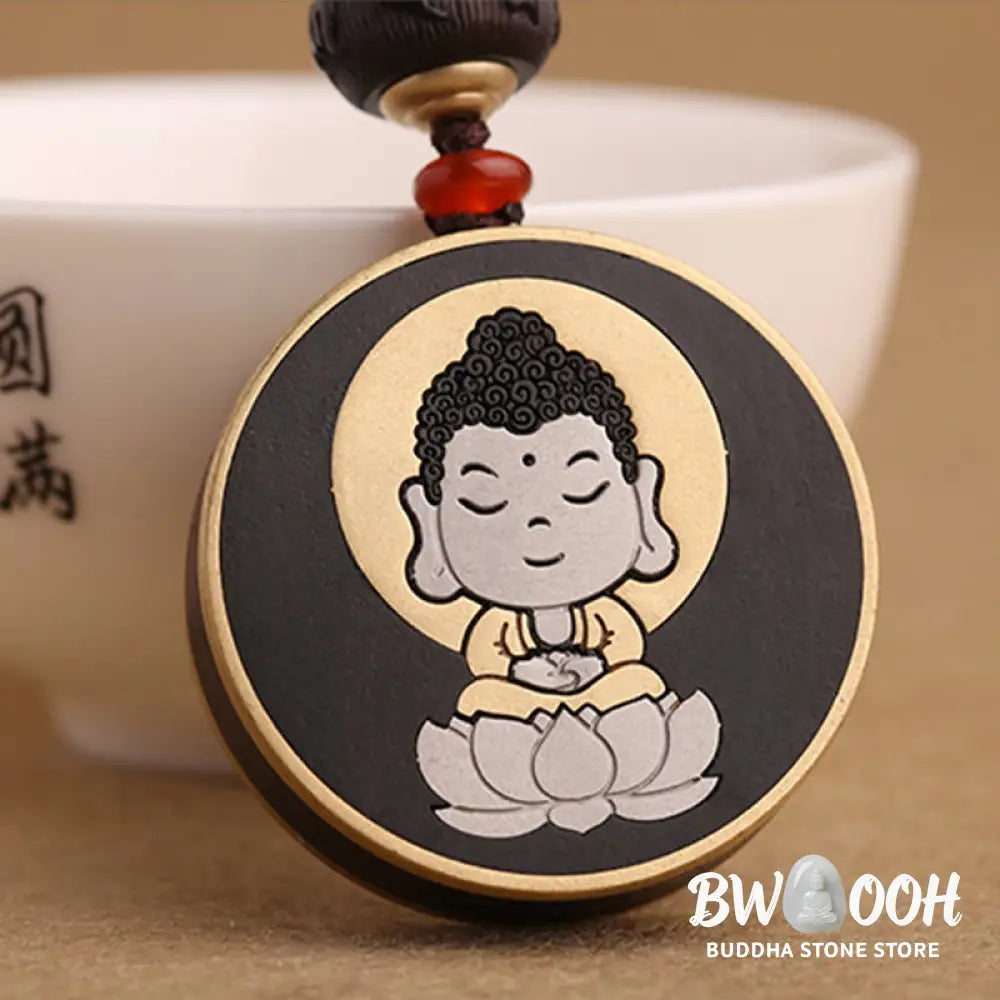 BWOOOH Ebony Wood Rosewood Buddha Avalokitesvara Om Mani Padme Hum Balance Car Key Chain Decoration - Key Chain