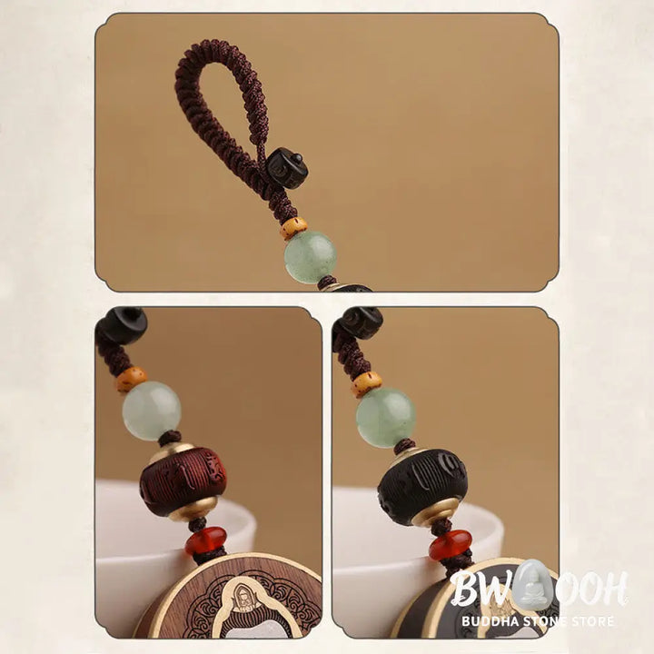 BWOOOH Ebony Wood Rosewood Buddha Avalokitesvara Om Mani Padme Hum Balance Car Key Chain Decoration - Key Chain