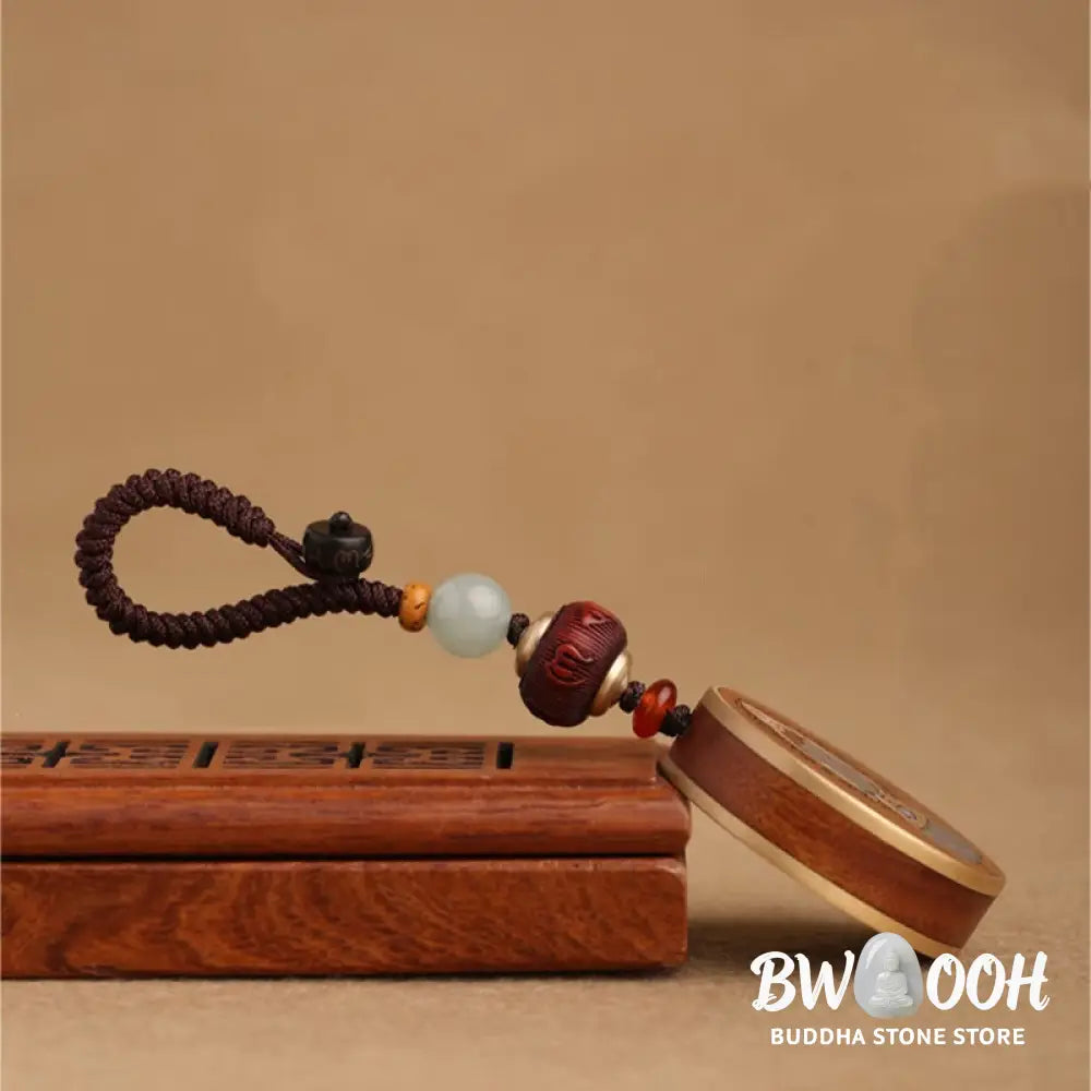 BWOOOH Ebony Wood Rosewood Buddha Avalokitesvara Om Mani Padme Hum Balance Car Key Chain Decoration - Key Chain