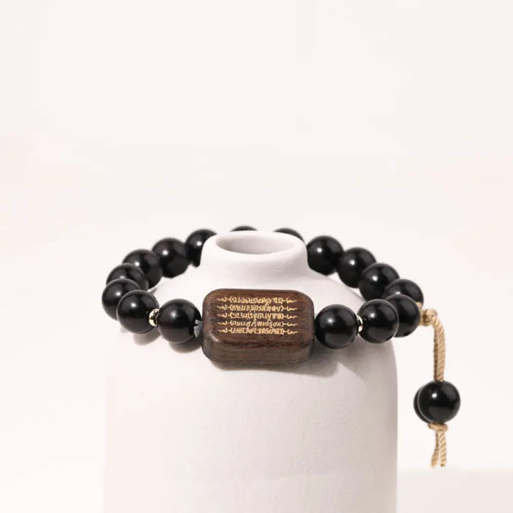 BWOOOH Ebony Wood Scripture Engraved Peace Bracelet - BWOOOH - Ebony Wood(Wrist Circumference 14-17cm) - Bracelet