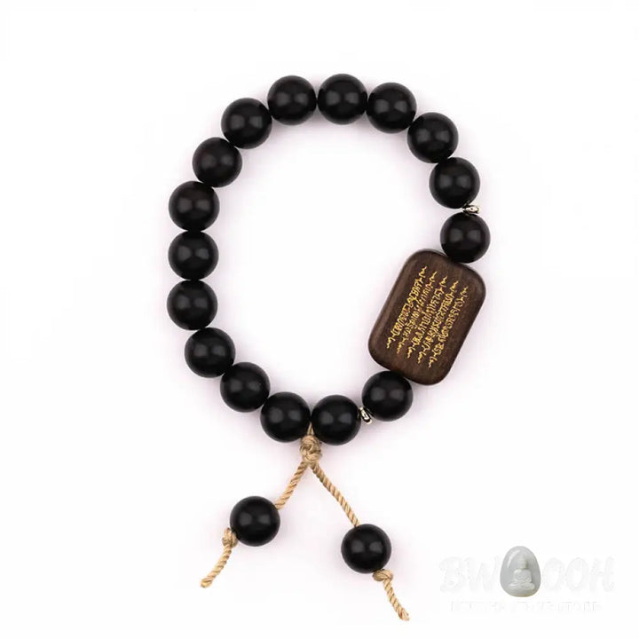 Buddha Stones Ebony Wood Scripture Engraved Peace Bracelet - BWOOOH - Ebony Wood(Wrist Circumference 14-17cm) - Bracelet