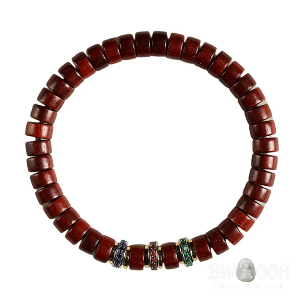 Buddha Stones Ebony Wood Small Leaf Red Sandalwood Zircon Peace Bracelet - BWOOOH - Bracelet