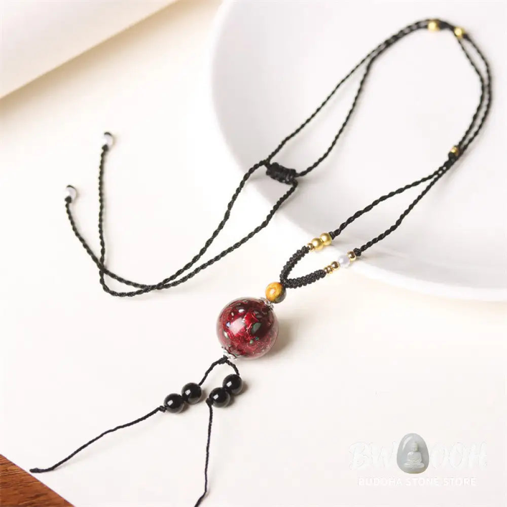 Buddha Stones Ebony Wood Venus Aurora Bead Lacquer Craft Peace Necklace Pendant - BWOOOH - Necklaces &amp; Pendants
