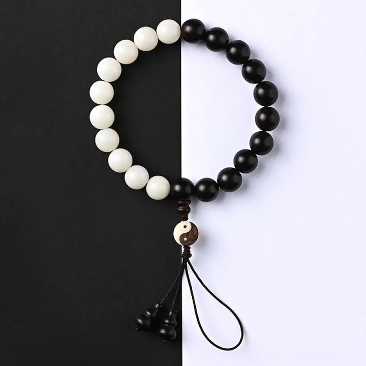 Buddha Stones Ebony YinYang Protection Bracelet Decoration - 12mm - Bracelet