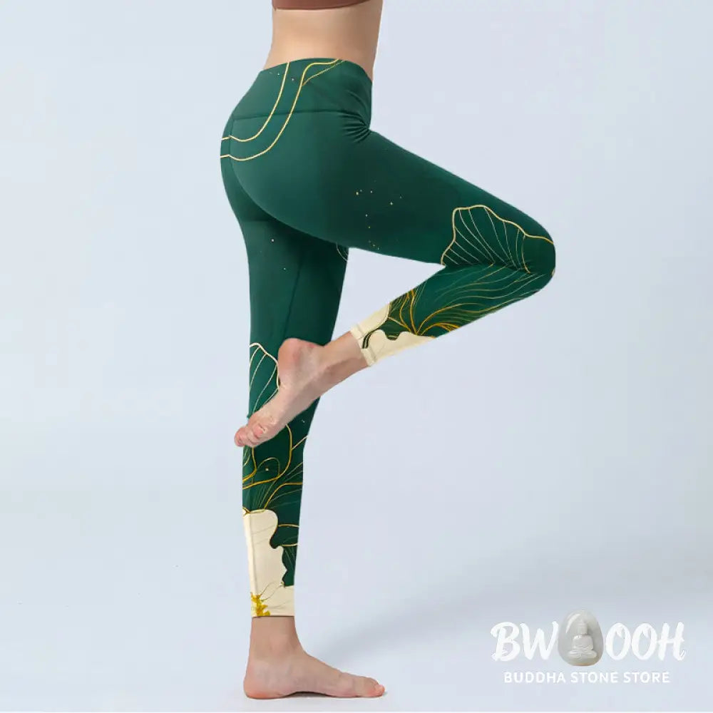 BWOOOH printed yoga leggings - Elegant Flowers Pattern Print Gym Leggin