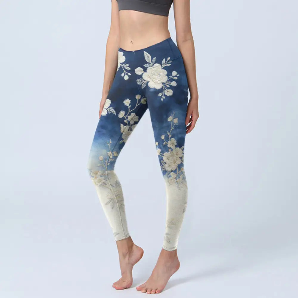 BWOOOH printed yoga leggings - Elegant Refined Flower Pattern Print Gym