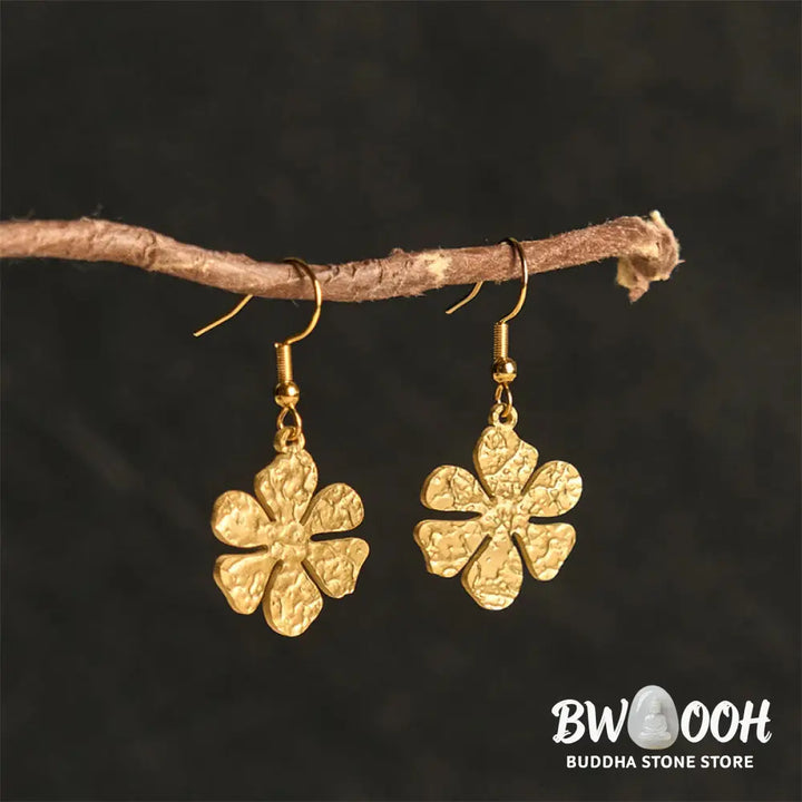 Buddha Stones Elegant Titanium Steel Balance Hammer Marks Earrings - Earrings