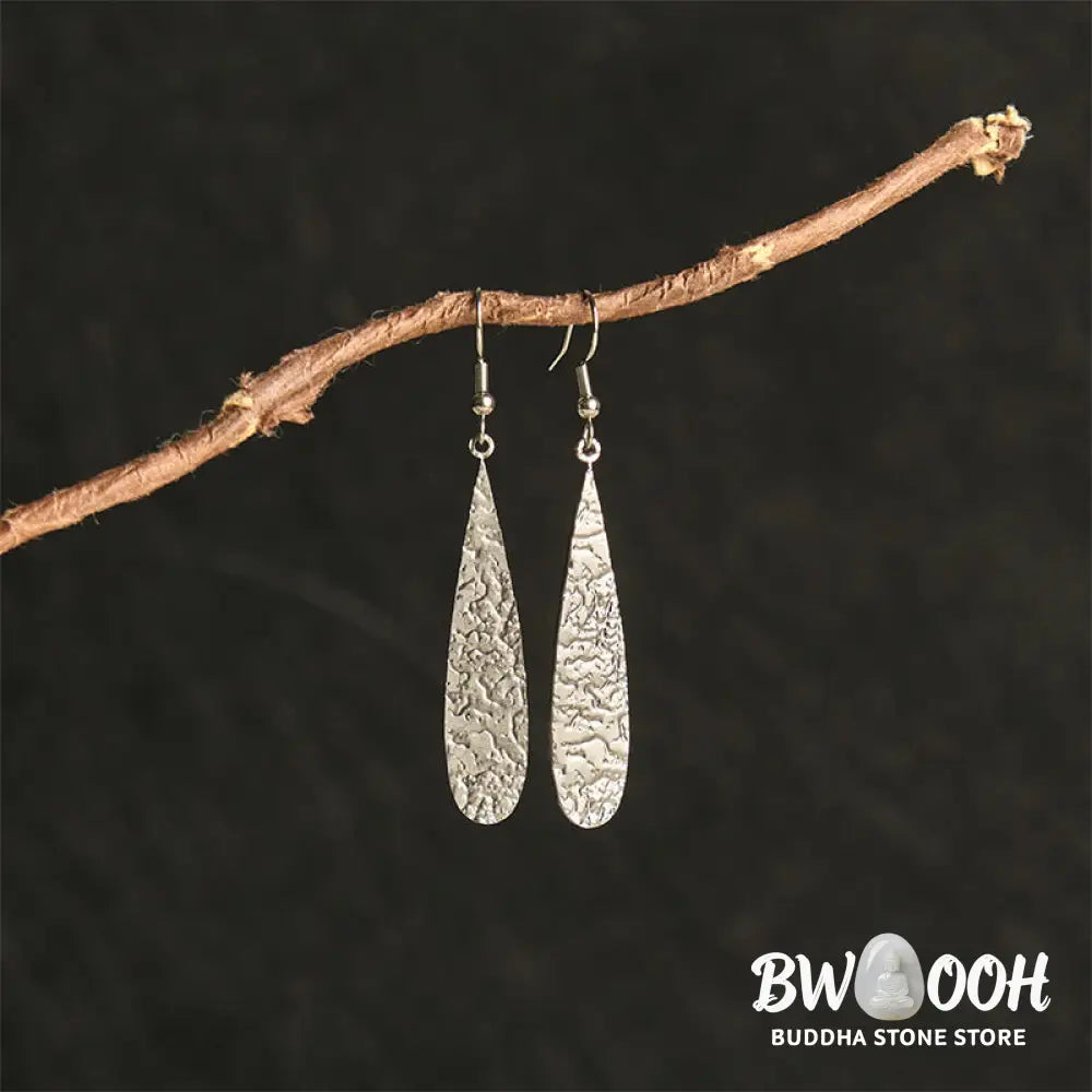 Buddha Stones Elegant Titanium Steel Balance Hammer Marks Earrings - Earrings