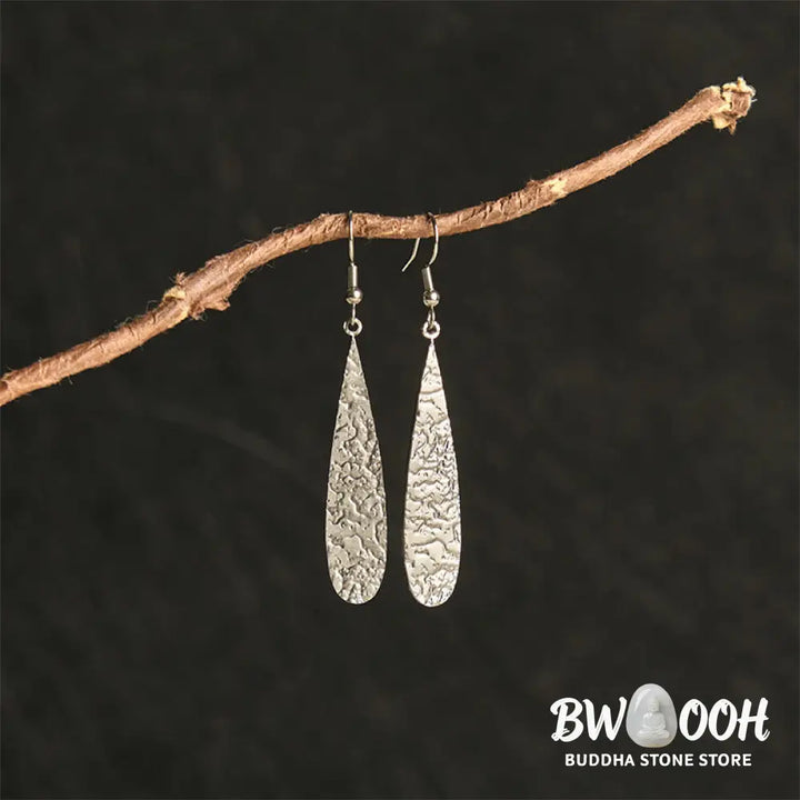 Buddha Stones Elegant Titanium Steel Balance Hammer Marks Earrings - Earrings