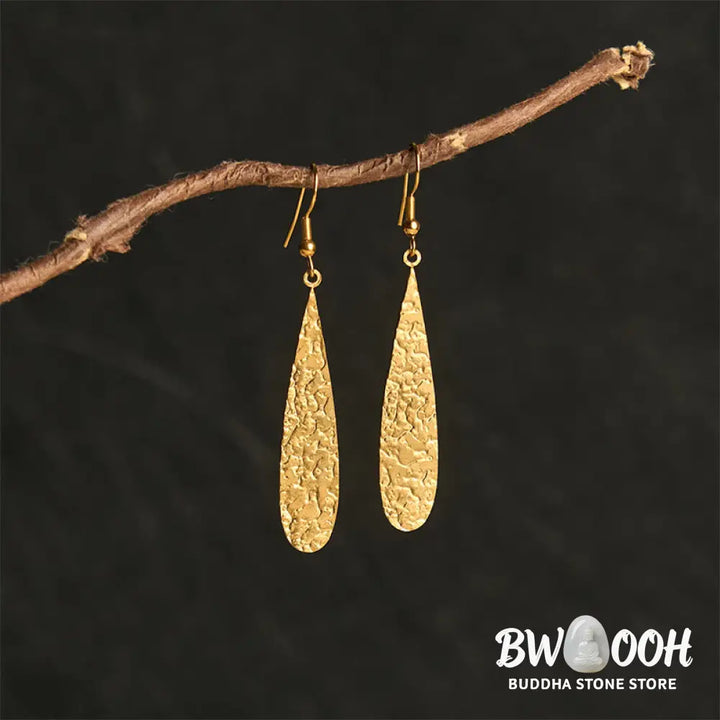 Buddha Stones Elegant Titanium Steel Balance Hammer Marks Earrings - Earrings