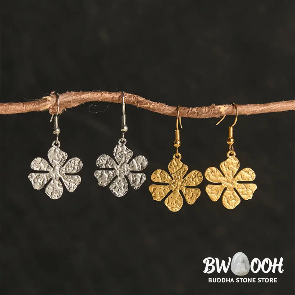 Buddha Stones Elegant Titanium Steel Balance Hammer Marks Earrings - Earrings