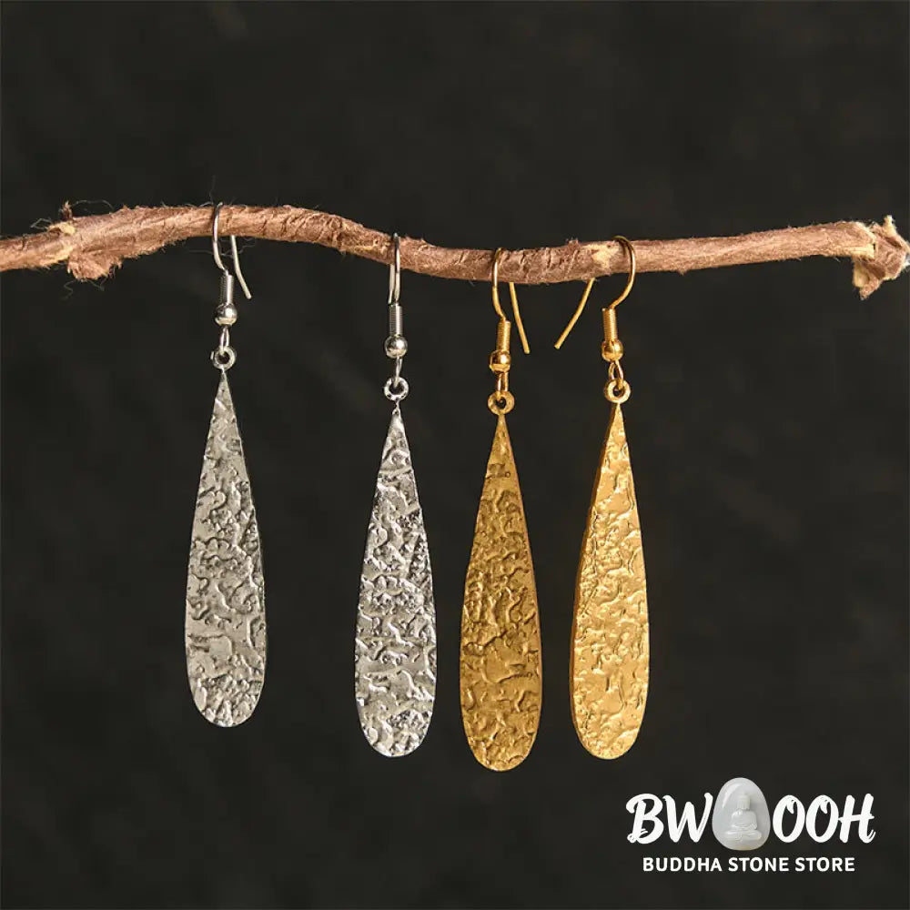 Buddha Stones Elegant Titanium Steel Balance Hammer Marks Earrings - Earrings