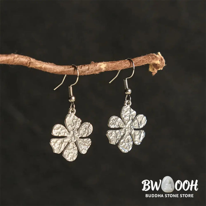 Buddha Stones Elegant Titanium Steel Balance Hammer Marks Earrings - Earrings