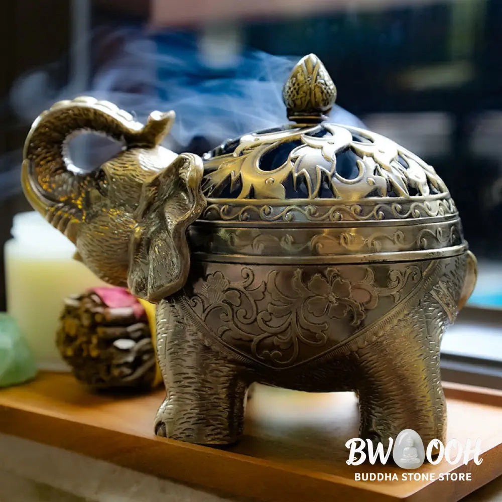 BWOOOH Elephant Alloy Incense Holder Home Decoration Incense Burner - Incense Burner