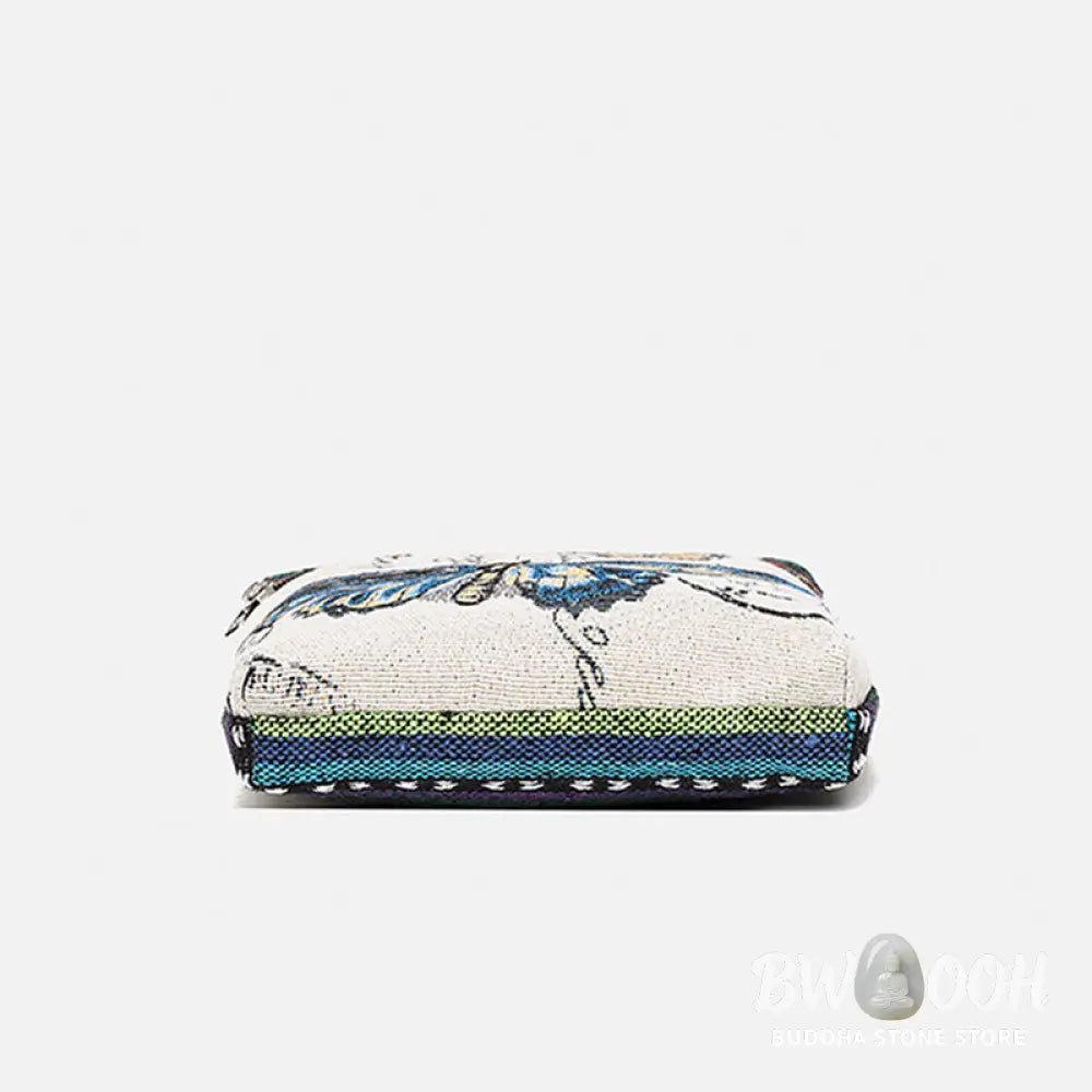 Buddha Stones Elephant Butterfly Embroidered Canvas Tote Bag Shoulder Bag Crossbody Bag - Bag