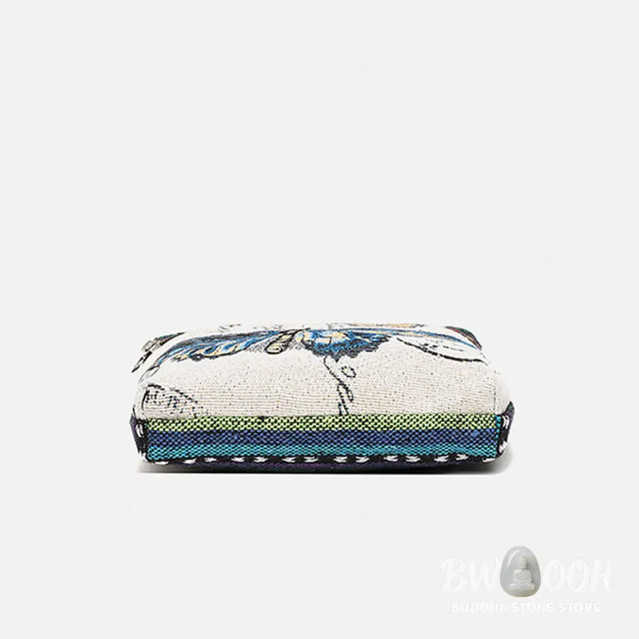 Buddha Stones Elephant Butterfly Embroidered Canvas Tote Bag Shoulder Bag Crossbody Bag - Bag