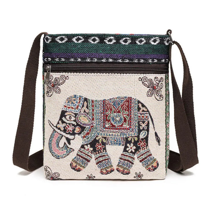BWOOOH Elephant Butterfly Embroidered Canvas Tote Bag Sho