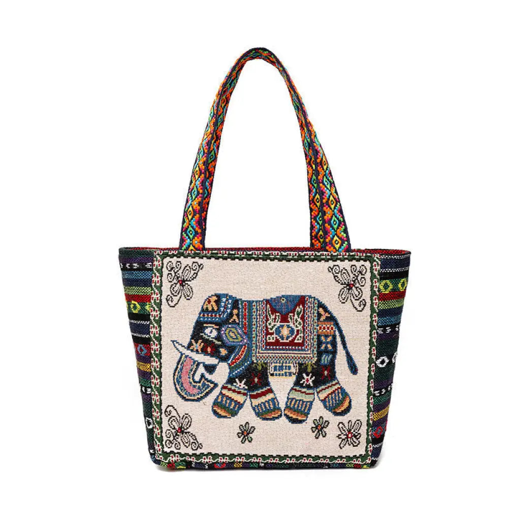 BWOOOH Elephant Butterfly Embroidered Large Capacity Canv