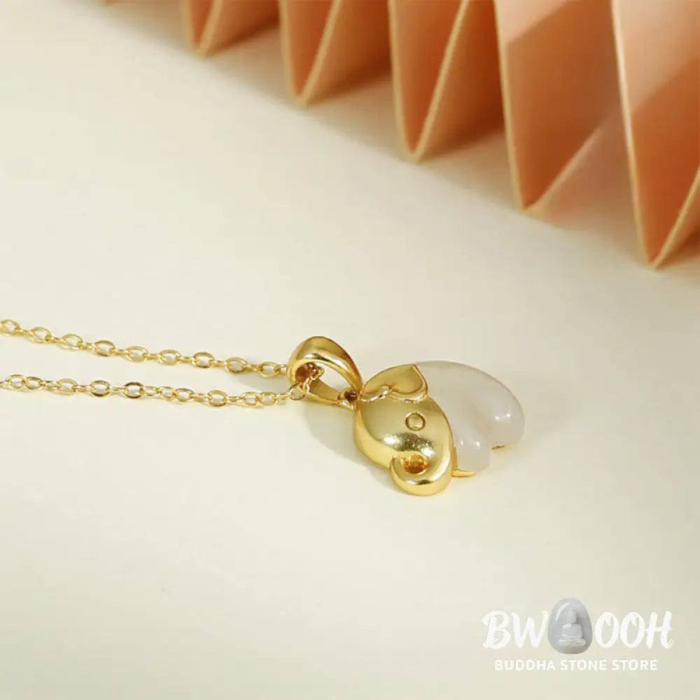 Buddha Stones Elephant Hetian Jade 925 Sterling Silver Luck Necklace Pendant - BWOOOH - Necklaces &amp; Pendants