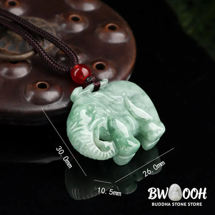 Buddha Stones Elephant Jade Luck Strength Necklace String Pendant - BWOOOH - Jade - Necklaces &amp; Pendants