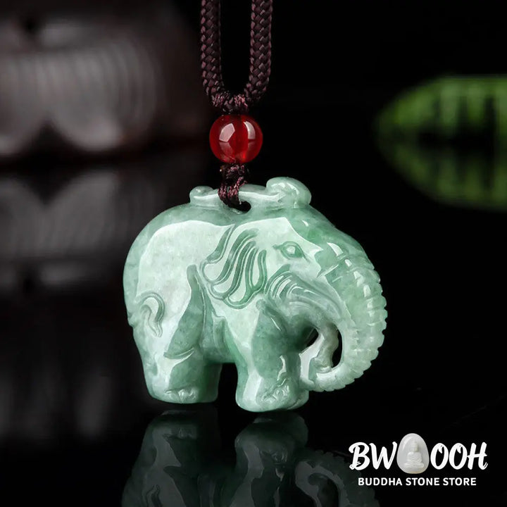 Buddha Stones Elephant Jade Luck Strength Necklace String Pendant - BWOOOH - Jade - Necklaces &amp; Pendants