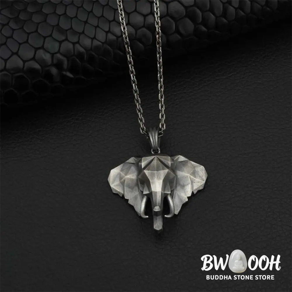 Buddha Stones Elephant Pewter Titanium Steel Strength Necklace Pendant - BWOOOH - Necklaces & Pendants