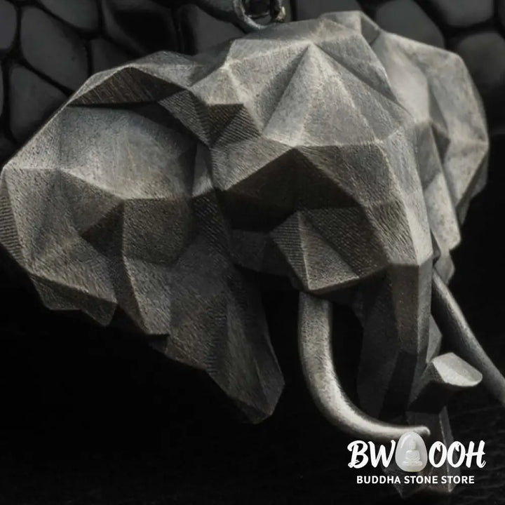 Buddha Stones Elephant Pewter Titanium Steel Strength Necklace Pendant - BWOOOH - Necklaces &amp; Pendants