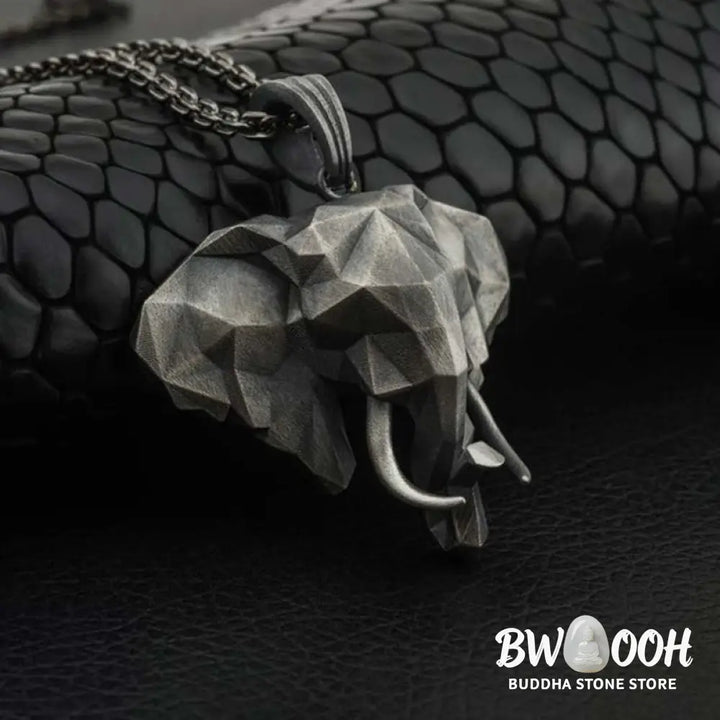 Buddha Stones Elephant Pewter Titanium Steel Strength Necklace Pendant - BWOOOH - Necklaces &amp; Pendants
