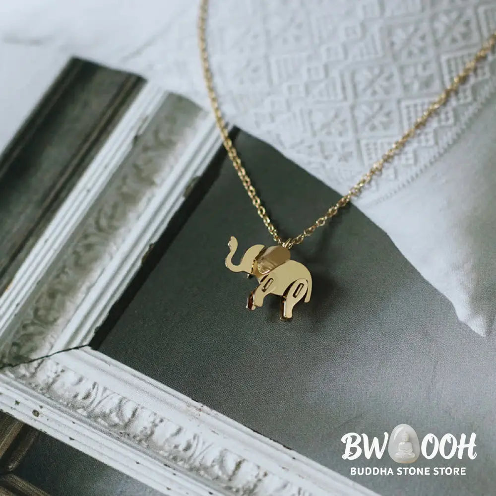 Buddha Stones Elephant Titanium Steel Luck Necklace Chain Pendant - BWOOOH - Elephant - Necklaces &amp; Pendants
