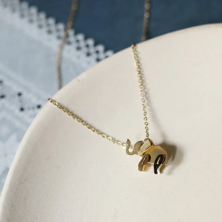 BWOOOH elephant titanium steel luck necklace chain pendant