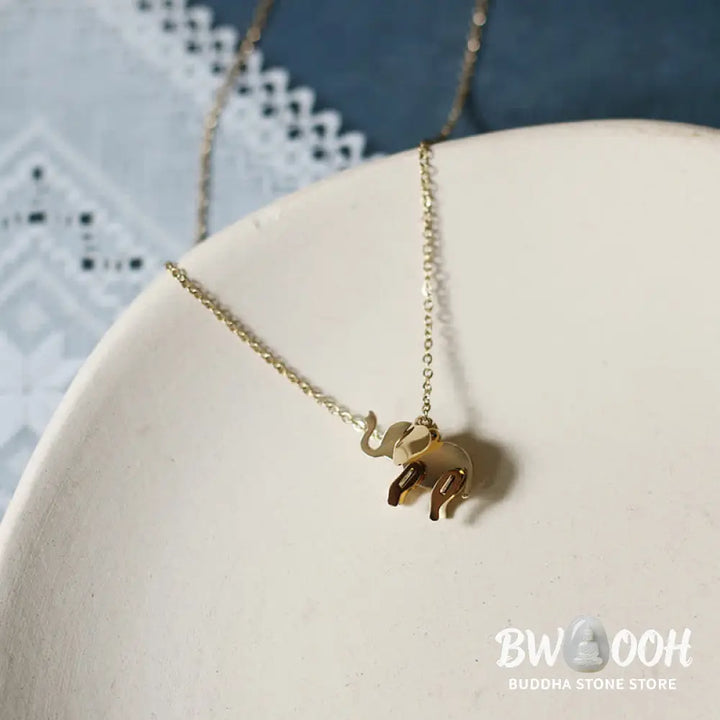 Buddha Stones Elephant Titanium Steel Luck Necklace Chain Pendant - BWOOOH - Elephant - Necklaces &amp; Pendants