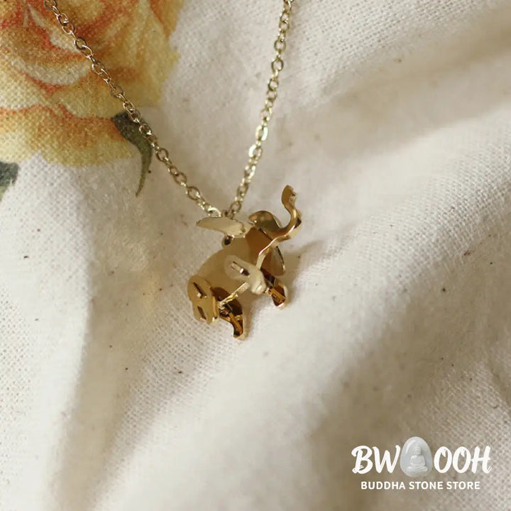 Buddha Stones Elephant Titanium Steel Luck Necklace Chain Pendant - BWOOOH - Elephant - Necklaces &amp; Pendants