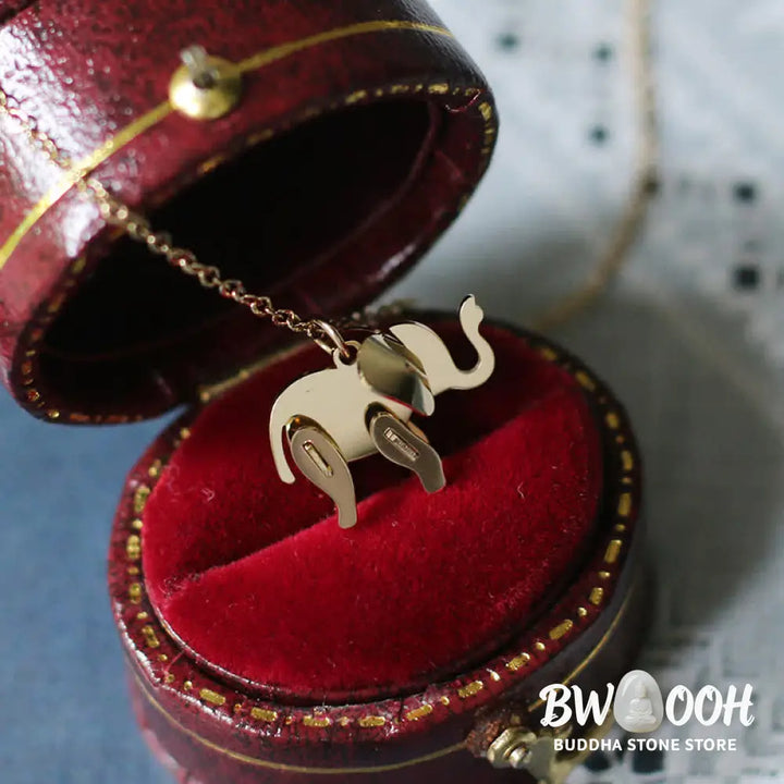 Buddha Stones Elephant Titanium Steel Luck Necklace Chain Pendant - BWOOOH - Elephant - Necklaces &amp; Pendants
