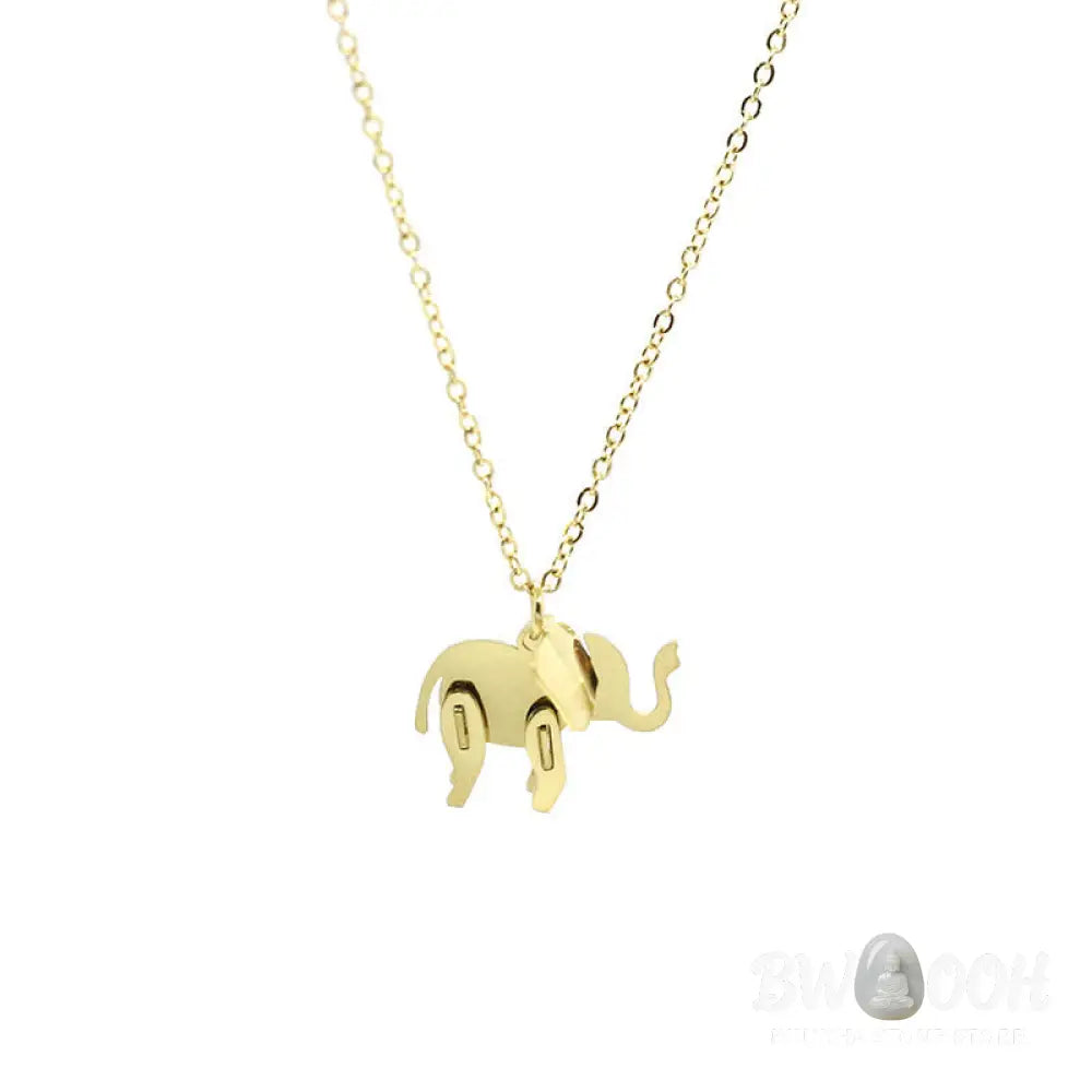 Buddha Stones Elephant Titanium Steel Luck Necklace Chain Pendant - BWOOOH - Elephant - Necklaces &amp; Pendants