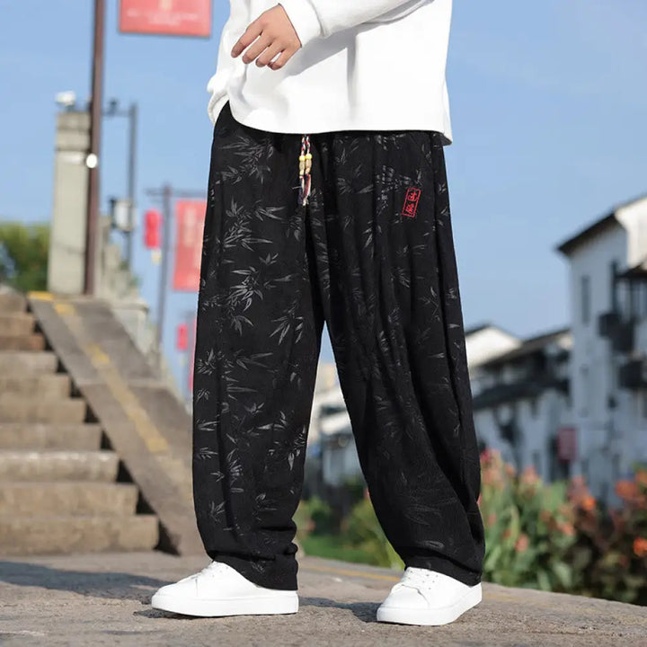 BWOOOH printed yoga pants - Embroider Leaves Casual Cotton Men&