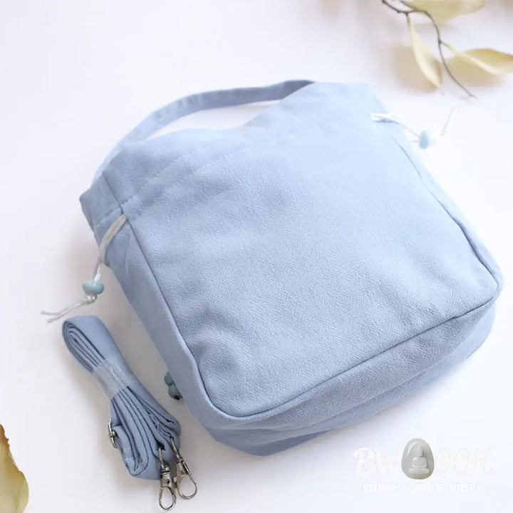 Buddha Stones Embroidered Butterfly Lotus Magnolia Cotton Linen Tote Crossbody Bag Shoulder Bag Handbag - Crossbody Bag