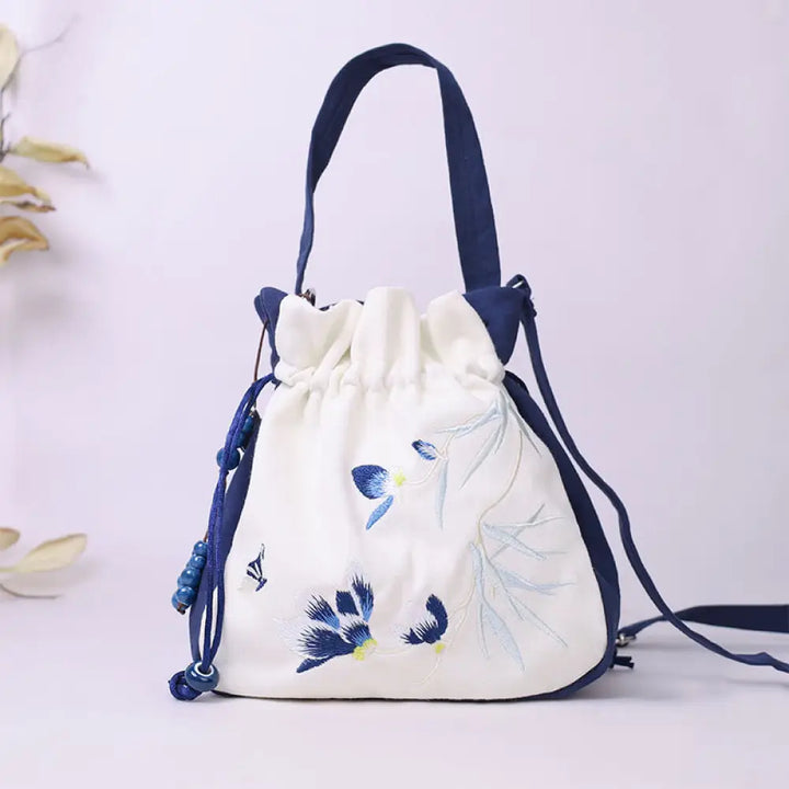 BWOOOH Embroidered Butterfly Lotus Magnolia Cotton Linen 