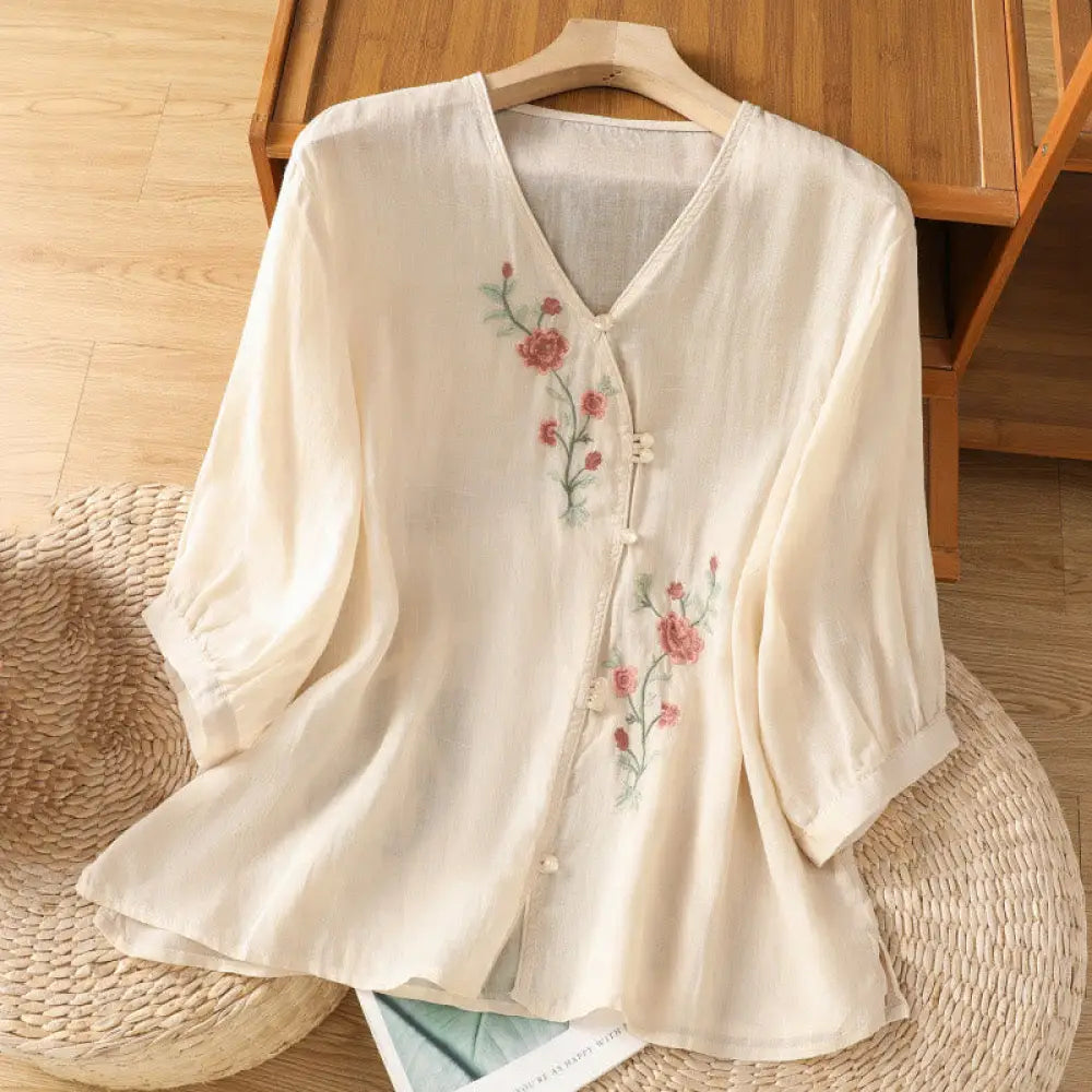 BWOOOH Embroidered Flowers Cotton Women&