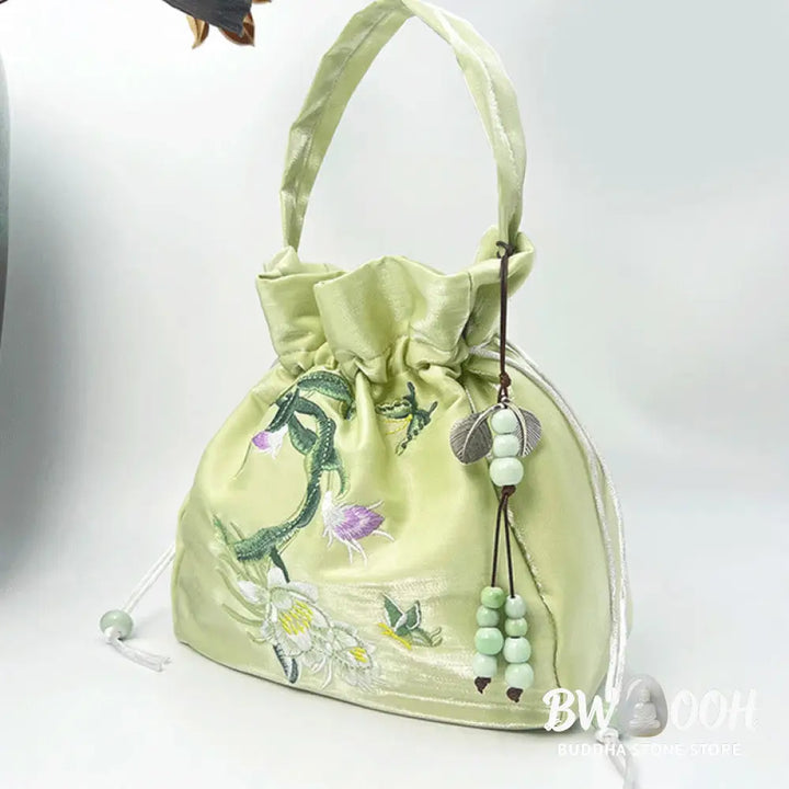 Buddha Stones Embroidered Flowers Wisteria Lily Cotton Linen Tote Crossbody Bag Shoulder Bag Handbag - Crossbody Bag
