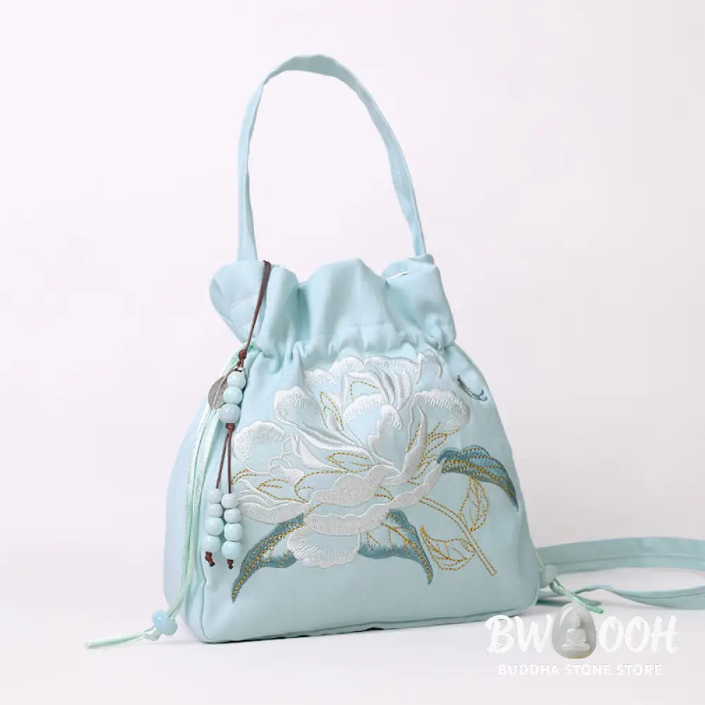 Buddha Stones Embroidered Flowers Wisteria Lily Cotton Linen Tote Crossbody Bag Shoulder Bag Handbag - Crossbody Bag