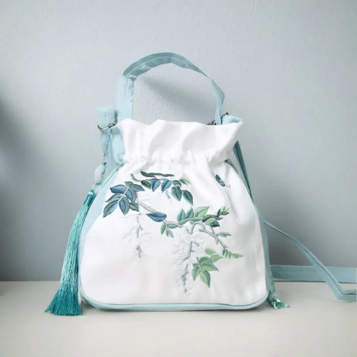 BWOOOH Embroidered Flowers Wisteria Lily Cotton Linen Tot