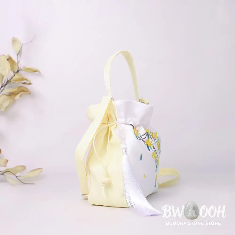 Buddha Stones Embroidered Osmanthus Peony Grape Cat Cotton Linen Tote Crossbody Bag Shoulder Bag Handbag - Crossbody Bag