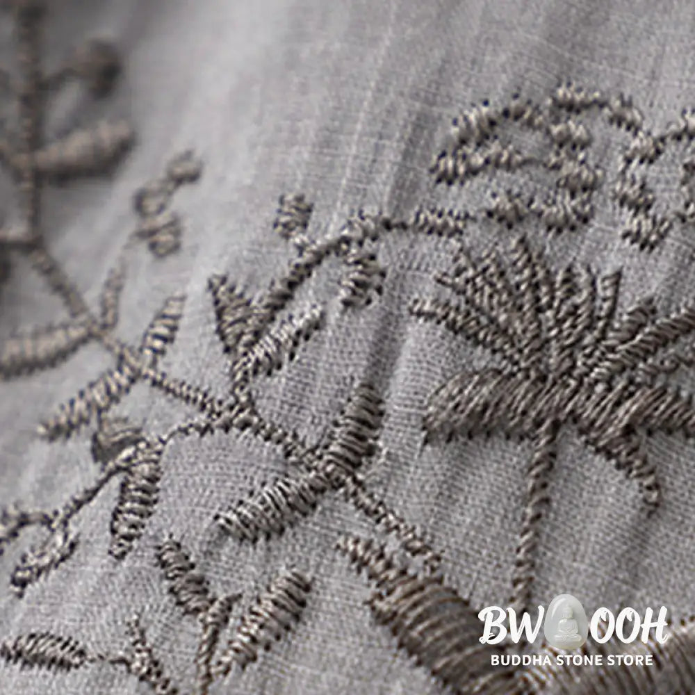 Buddha Stones Embroidered Pattern Women’s Cotton Linen Harem Pants With Pockets - Women’s Harem Pants