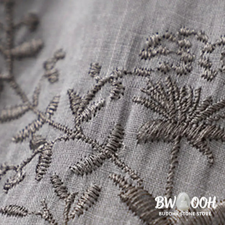 Buddha Stones Embroidered Pattern Women’s Cotton Linen Harem Pants With Pockets - Women’s Harem Pants
