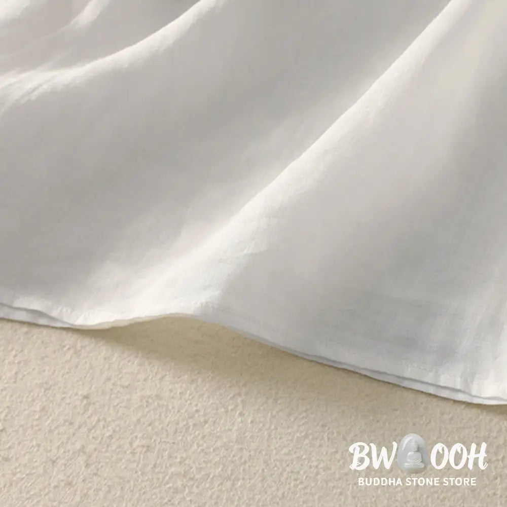 Buddha Stones Embroidered V-neck Casual Women’s Cotton Linen Half Sleeve T-shirt - Women’s T-Shirts