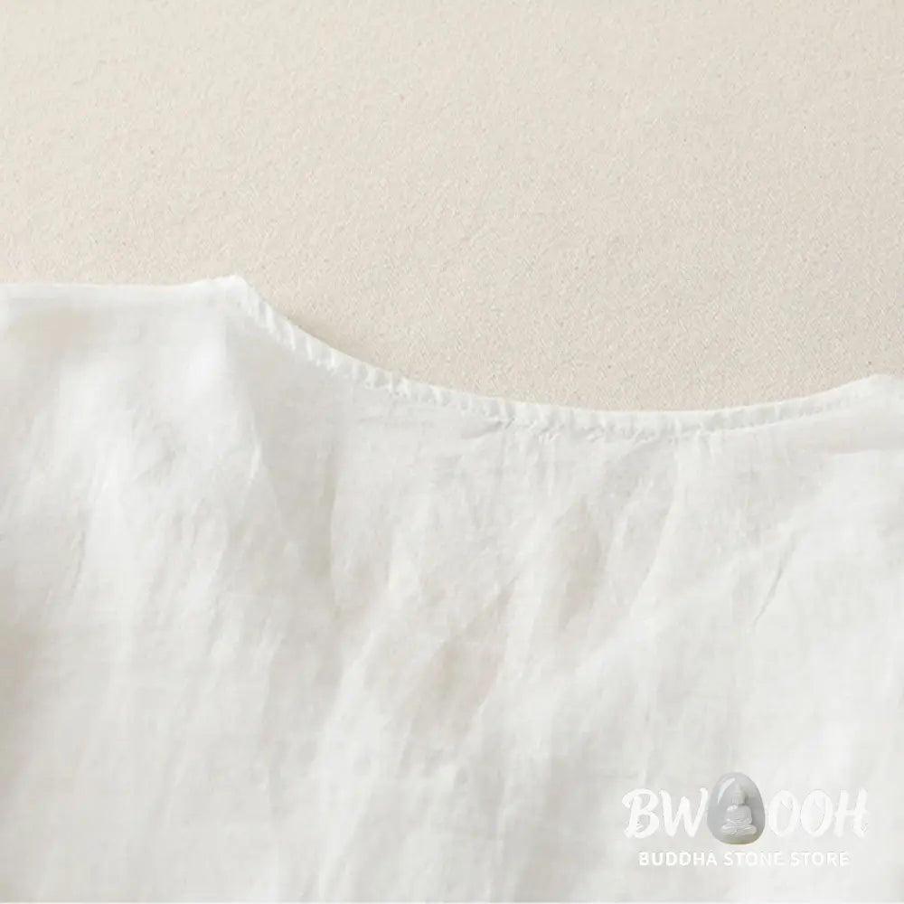 Buddha Stones Embroidery Button-down Women’s Cotton Linen Shirt - Women’s Shirts