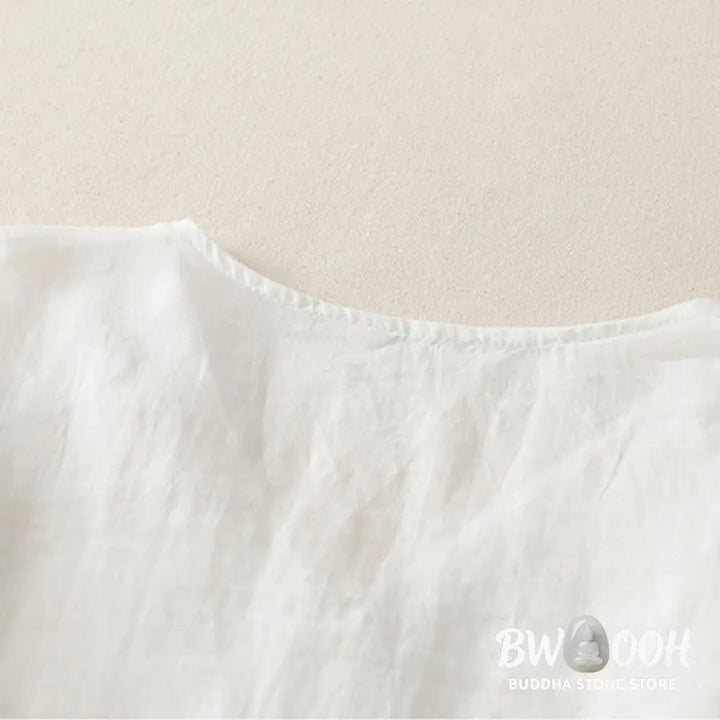 Buddha Stones Embroidery Button-down Women’s Cotton Linen Shirt - Women’s Shirts